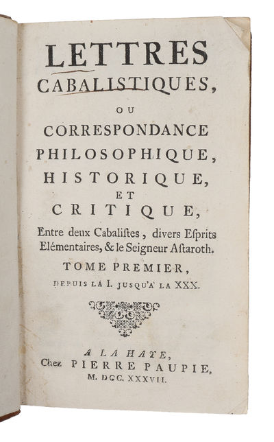 Lettres cabalistiques, ou, Correspondance philosophique, historique & critique. Vol. 1-2 (out of 4). (photo 2)