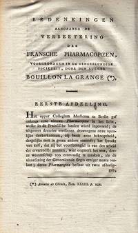 cover of Bedenkingen aangaande de verbeetering der Franse pharmacopoeen, voorgedragen in de Geneeskundige Societeit door den burger Bouillon La Grange