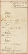 Menu for May Day Dinner at Camp Hancock, 1877