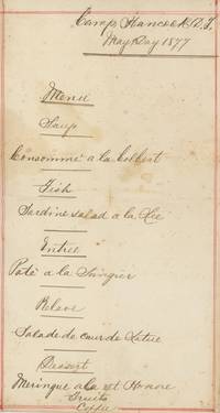 Menu for May Day Dinner at Camp Hancock, 1877