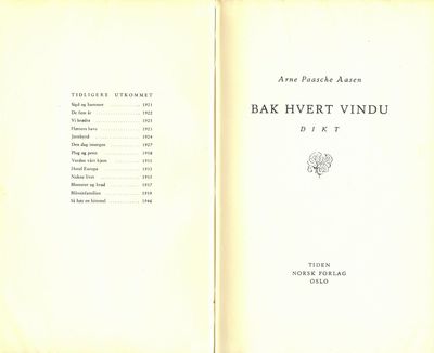 Bak hvert vindu. Dikt.