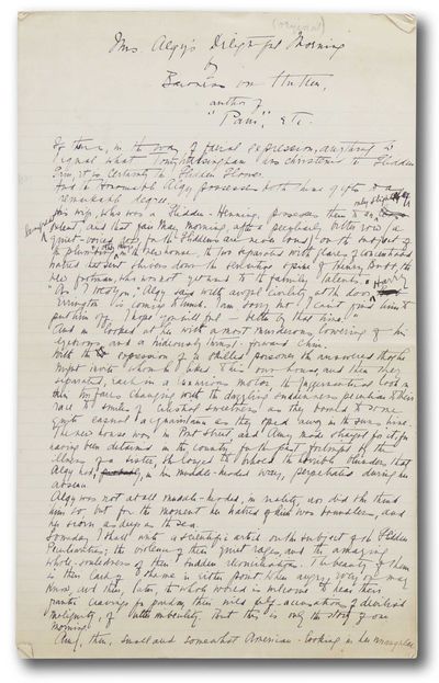Autograph Manuscript of "Mrs. Algy's Delightful Morning