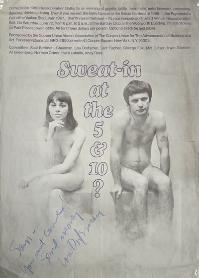 Poster Invitation to a Cooper Union Alumni Event, Signed by Alum Lou Dorfsman
