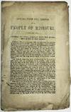 LETTER FROM COL. BENTON TO THE PEOPLE OF MISSOURI. CENTRAL NATIONAL HIGHWAY FROM THE MISSISSIPPI RIVER TO THE PACIFIC