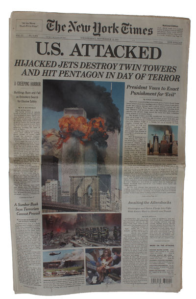 The New York Times. National Edition. Wednesday, September 12, 2001. Vol. CL No. 51,874. The entire issue present (four sections). - [DOCUMENTING 9/11] (photo 2)