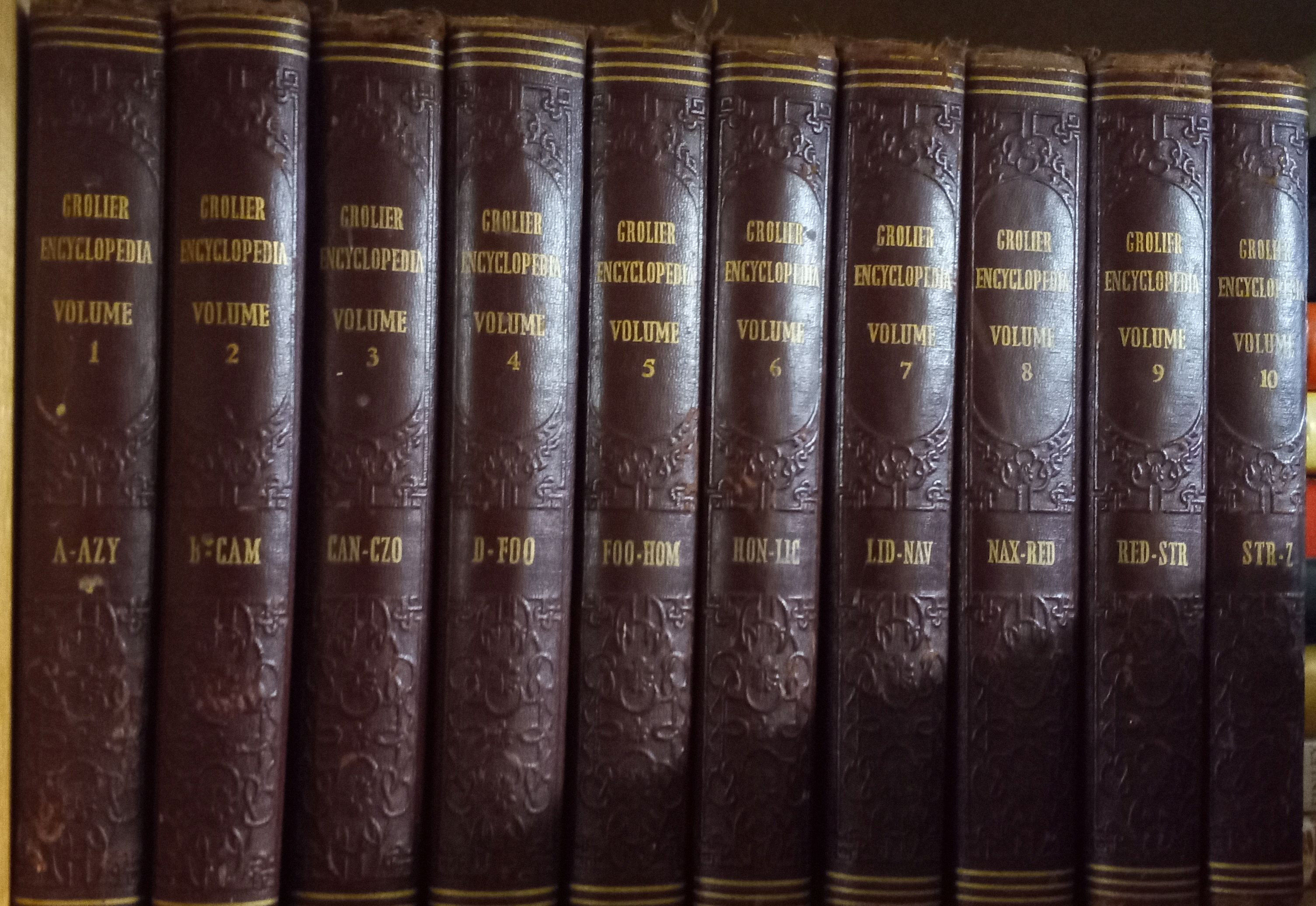 Grolier Encyclopedia - Ten Volume Set by Grolier Society