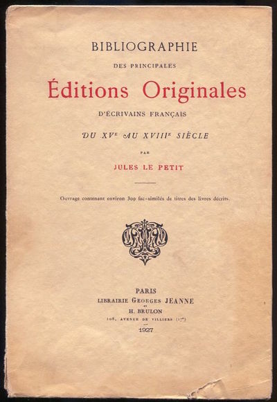 Bibliographie des principales éditions originales…