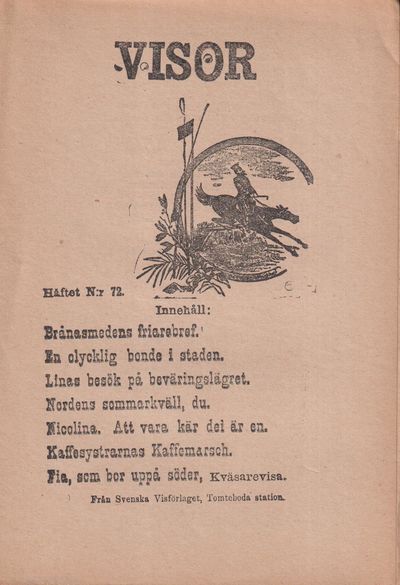Visor. Häftet N:r 72. [Utg. av] Svenska…