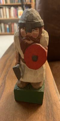 Hand Carved and Painted Wooden Viking Warrior