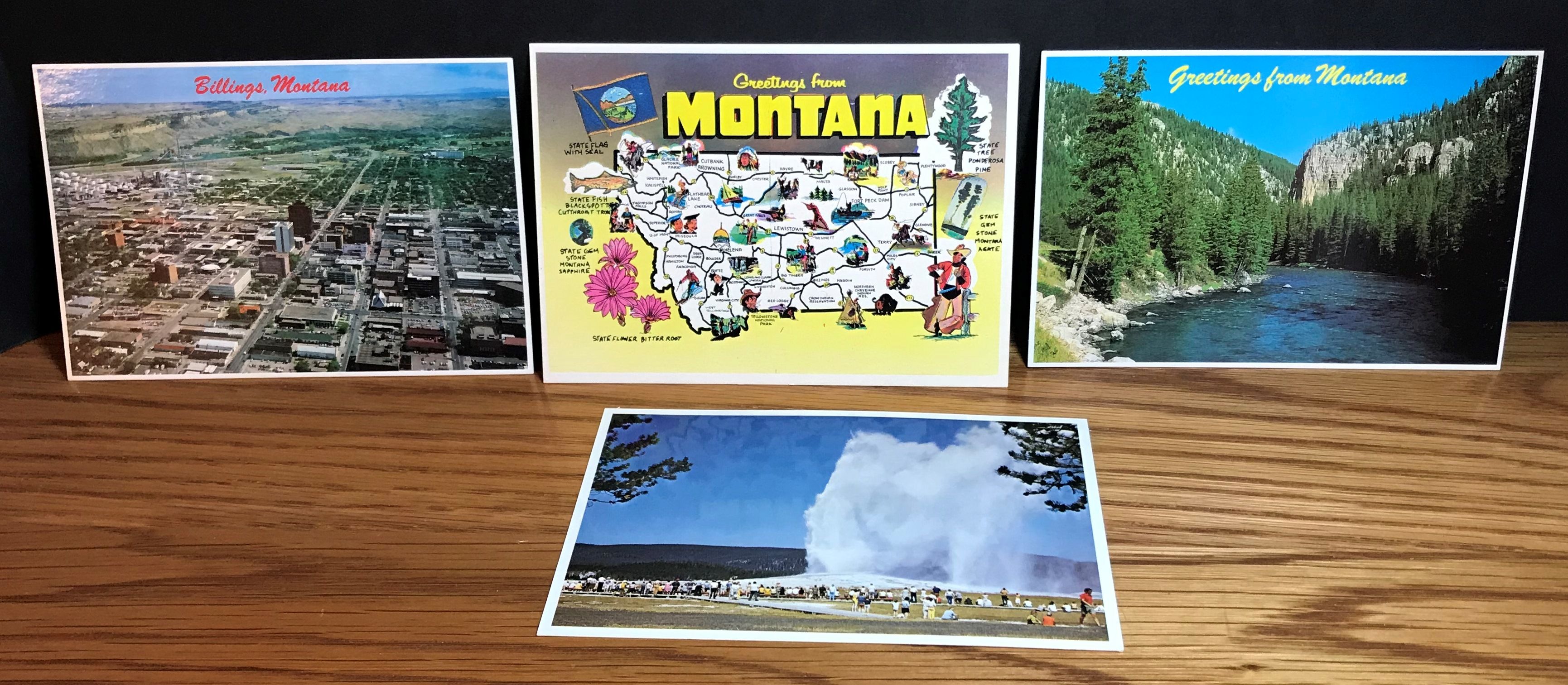Lot of 4 Montana Postcards Billings Big Sky Old Faithful Unposted