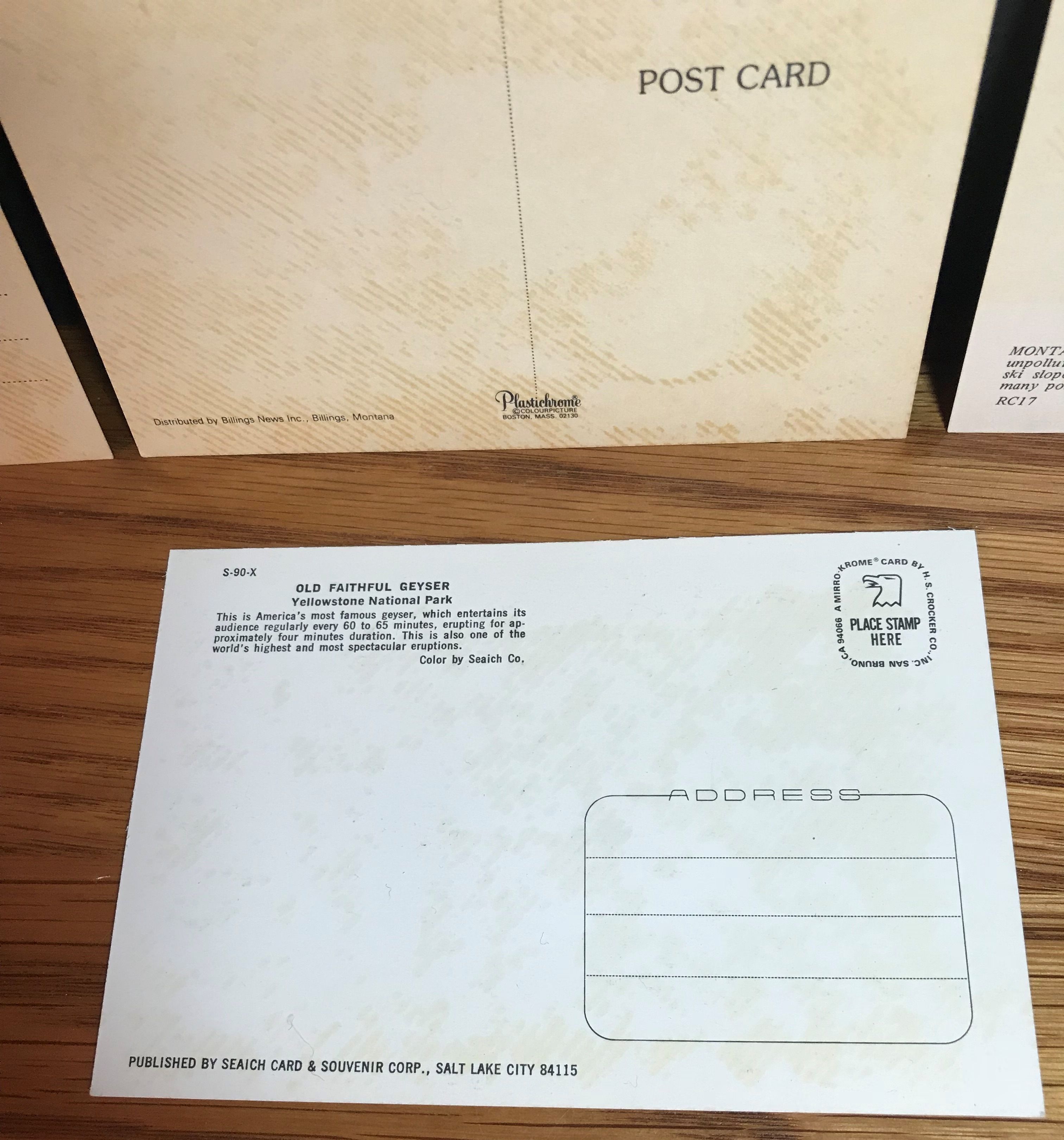 Lot of 4 Montana Postcards Billings Big Sky Old Faithful Unposted