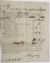 COMMISSIONER'S OFFICE, APRIL 11 1793. RECEIVED OF ELIJAH ABEL THE FOLLOWING DESCRIPTIONS OF STATE PAPER, BEING IN FULL OF A BALANCE DUE HIM. VIZ. 2 STATE NOTES ... AMOUNTING TO FORTY POUNDS 12/9 1/2 LAWFUL MONEY, FOR WHICH SUM THE COMMISSIONERS APPOINTED BY THE GENERAL ASSEMBLY IN MAY 1792, ARE ACCOUNTABLE AGREEABLE TO THE DIRECTIONS CONTAINED IN AN ACT ENTITLED AN ACT FOR ENLARGING THE POWERS AND INCREASING THE FUNDS OF YALE-COLLEGE