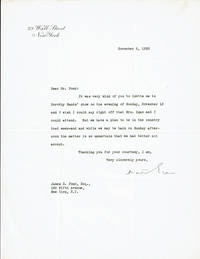 image of TYPED LETTER TO JAMES B. POND SIGNED BY MARTIN EGAN, AMERICAN WAR CORRESPONDENT AND LONGTIME STAFF MEMBER OF J. P. MORGAN_CO.