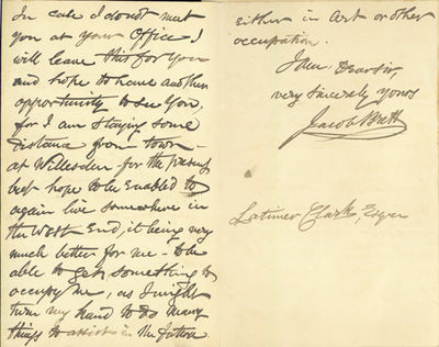 Autograph letter signed to Latimer Clark