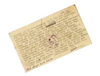 Garcon! Typed, hand-annotated 1961 postcard from Hunter S. Thompson about writing The Rum Diary