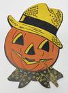 Jack-O-Lantern Pumpkin Head with Straw Hat--Halloween Decoration
