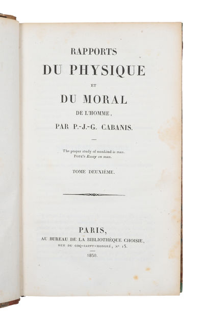 Rapports du physique et du moral de l'homme. 2 vols. (photo 2)