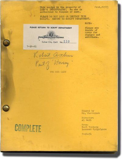 Because You're Mine [The Big Cast] (Original screenplay for the 1952 film, actor Robert Arthur's copy)