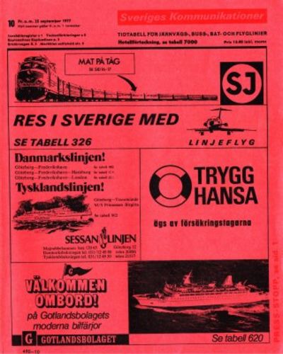 Sveriges kommunikationer. Tidtabell för…