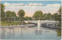 MC Naughton Park Bridge, Elkhart, Ind, 1953 used linen Postcard