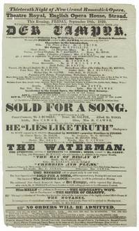 Der Vampyr. Broadside playbill for a performance at the Theatre Royal, English Opera House, Strand, on 18 September 1829