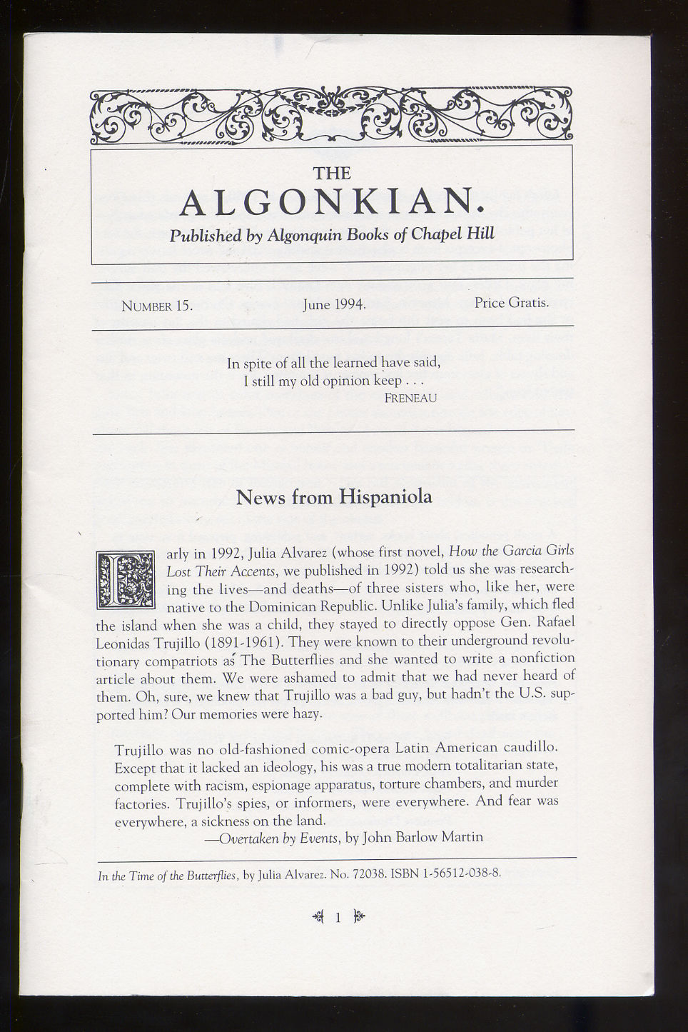 The Algonkian Number 15 June 1994