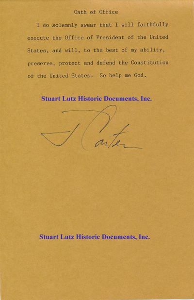 A Jimmy Carter Signed Oath Of Office