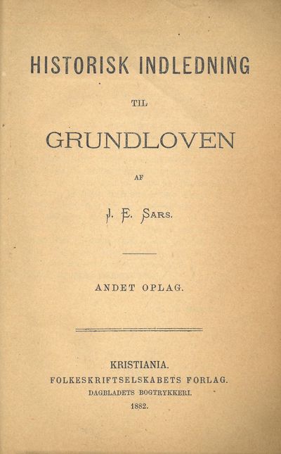 Historisk Indledning til Grundloven. Andet Oplag.