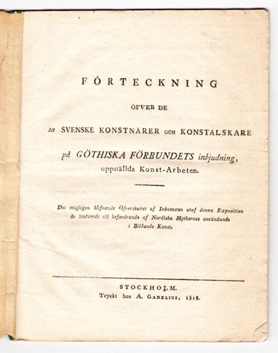 Förteckning öfver de af svenske konstnärer och…
