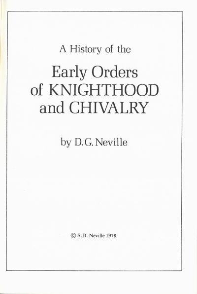 A history of the early orders of knighthood and…