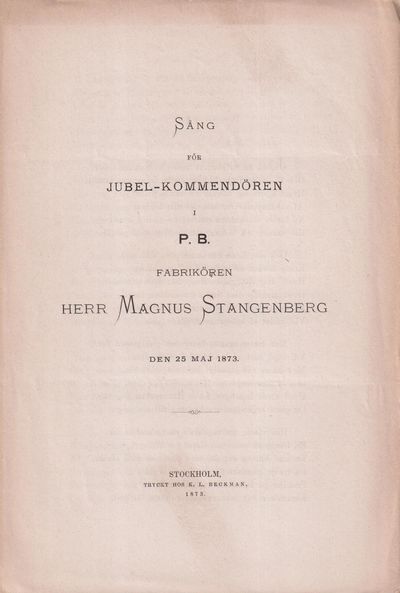 Sång för jubel-kommendören i P.B. Fabrikören herr…