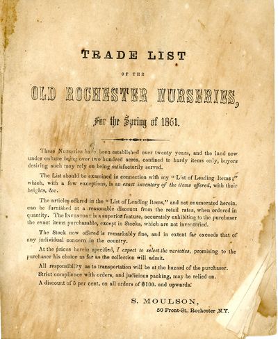 Trade List of the Old Rochester Nurseries, for the Spring of 1861.