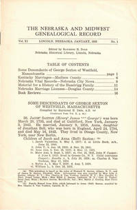 The Nebraska and Midwest Genealogical Record Vol. XI, No. 1, January 1933