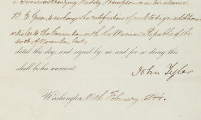 President John Tyler Officially Authorizes a Treaty With Mexico, the Mexican Rejection of Which President Polk Later Used to Help Justify War