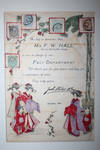 [Japonisme] Business Printed Announcement Letter with Japanese Illustrated Decoration and Japanese Stamps
