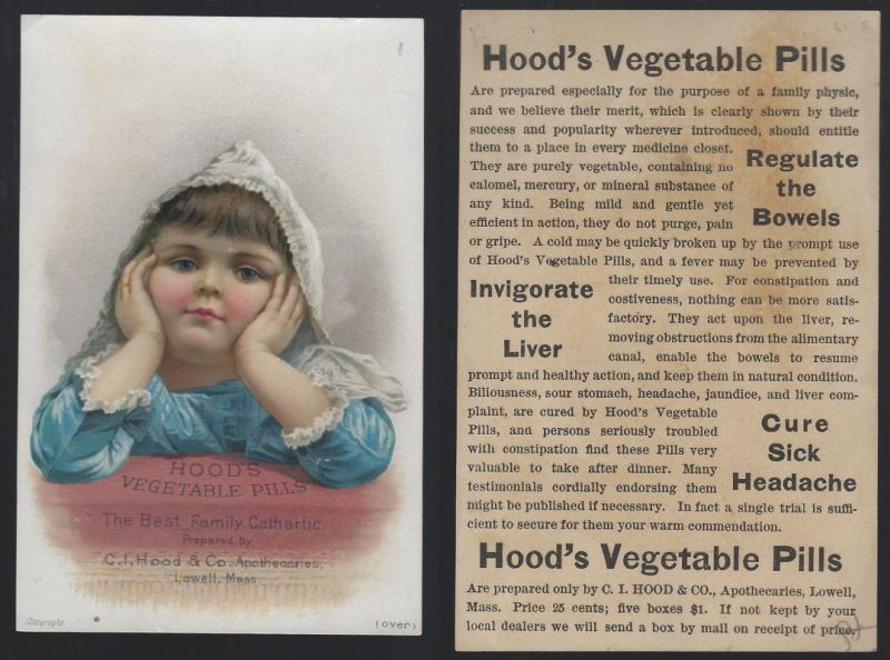 VICTORIAN TRADE CARD FOR HOOD'S VEGETABLE PILLS, WITH BABY BOY