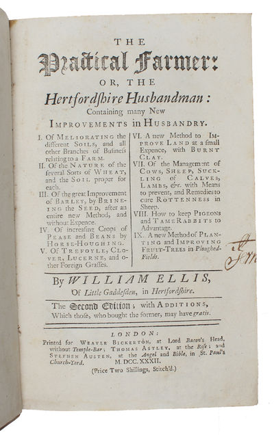 The Practical Farmer or the Hertfordshire Husbandman Containing Many New Improvements in Husbandry. 2 parts.  - [ON FARMING AND HUSBANDRY] (photo 2)