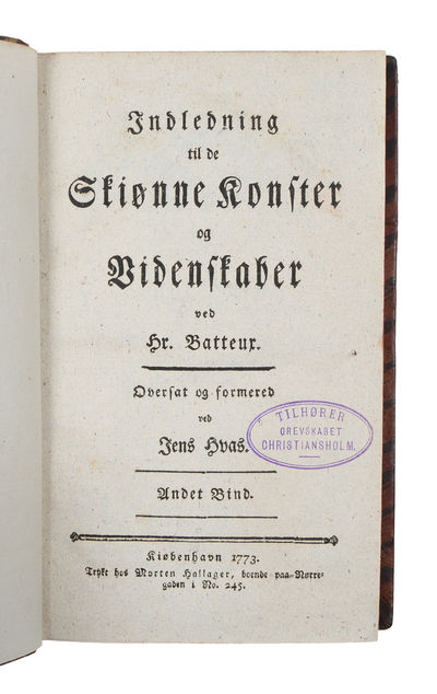 Indledning til de skiønne konster og videnskaber. 4 vols.  - [DEFINING "FINE ART"] (photo 2)
