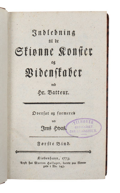 Indledning til de skiønne konster og videnskaber. 4 vols.  - [DEFINING "FINE ART"] (photo 3)