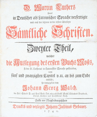 Sowohl in Deutscher als Lateinischer Sprache verfertigteund aus der letztern in die erstere übersetzte Sämtliche Schriften. Erster - Sechszehnter (Elfter. Theil fehlt) Theil (von 24). Herausgegeben von Johann Georg Walch. (photo 3)