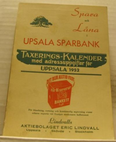 Taxerings-kalender med adressupgifter för Uppsala…