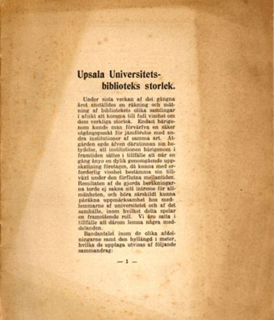 Upsala universitetsbiblioteks storlek.