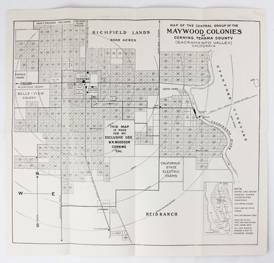Map of the Central Group of the Maywood Colonies at Corning, Tehama County) Sacramento Valley) California