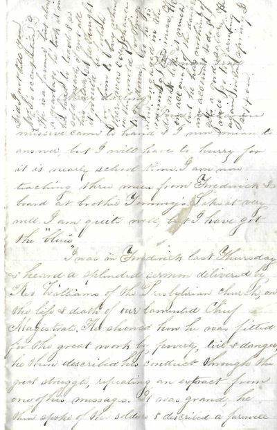 Autograph Letter Signed, Harmony Grove [Maryland] undated, circa 1865, to her friend Mary