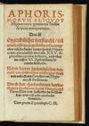 Aphorismorum aliquot Hippocratis genuinus sensus & vera interpretatio. Das ist Eygendtlicher verstandt, und warhafftige gegriindte erklerung, uber etliche kurtze hauptspriich Hippocratis, als nemlich uber alle XXV. Aphorismos primae sectionis, und uber die ersten VI. Aphorismos secundae sectionis. Neben dreyen hochnützlichen tractaten, von sonderlicher verborgner kraft und würckung Coraliorum, Hyperici, & Persicariae