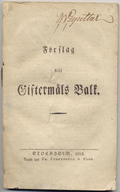 Förslag till giftermåls balk.