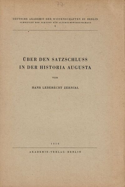 Uber den Satzschluss in der Historia Augusta