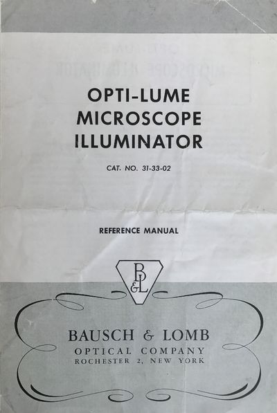 Opti-Lume Microscope Illuminator. Cat. no. 31-33-02. Reference Manual.