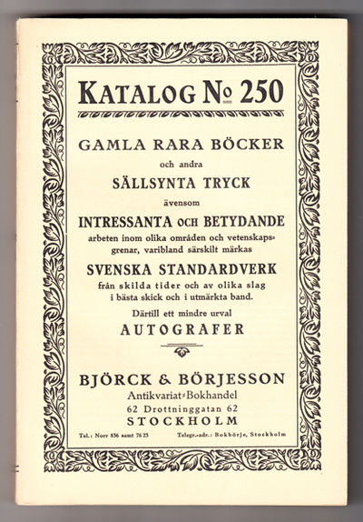 Björck & Börjesson. Katalog No. 250. Gamla rara…