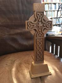 image of Irish Hand Carved Celtic Cross Solid Oak Carvings "17 x 5"